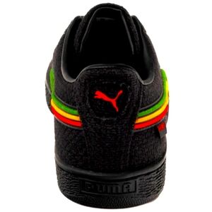 Puma Black and Red Sneakers, Suede Hemp Embroidery